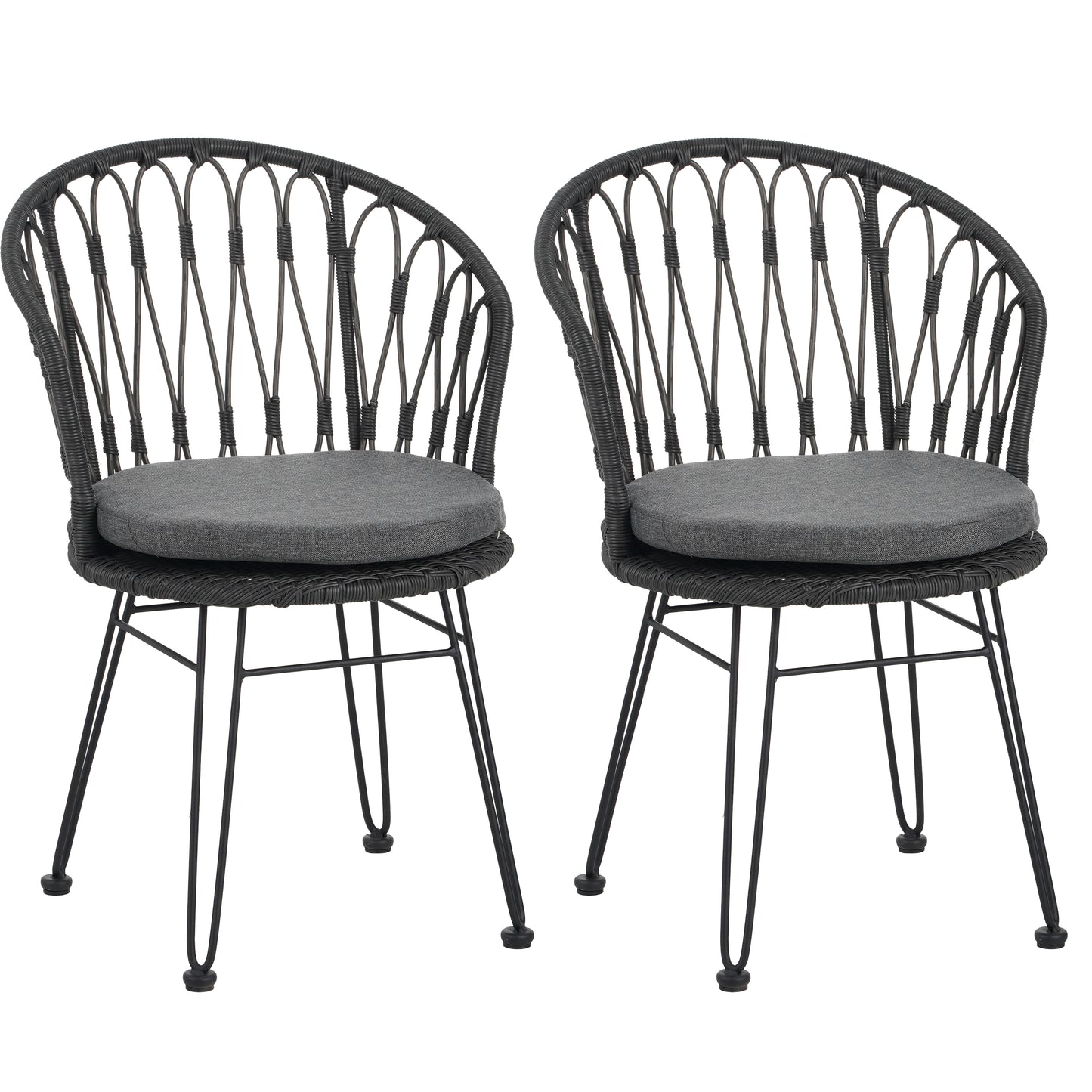 TAVON CHAIR,2PCS with 2 Cushions,Gray