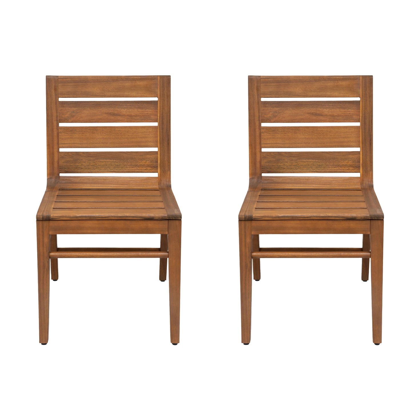 Outdoor Acacia Wood Dining Chair (Set of 2), Teak Finish Patio Chair with Ergonomic Curved Back, Weather Resistant Side Chair for Garden, Backyard, Patio