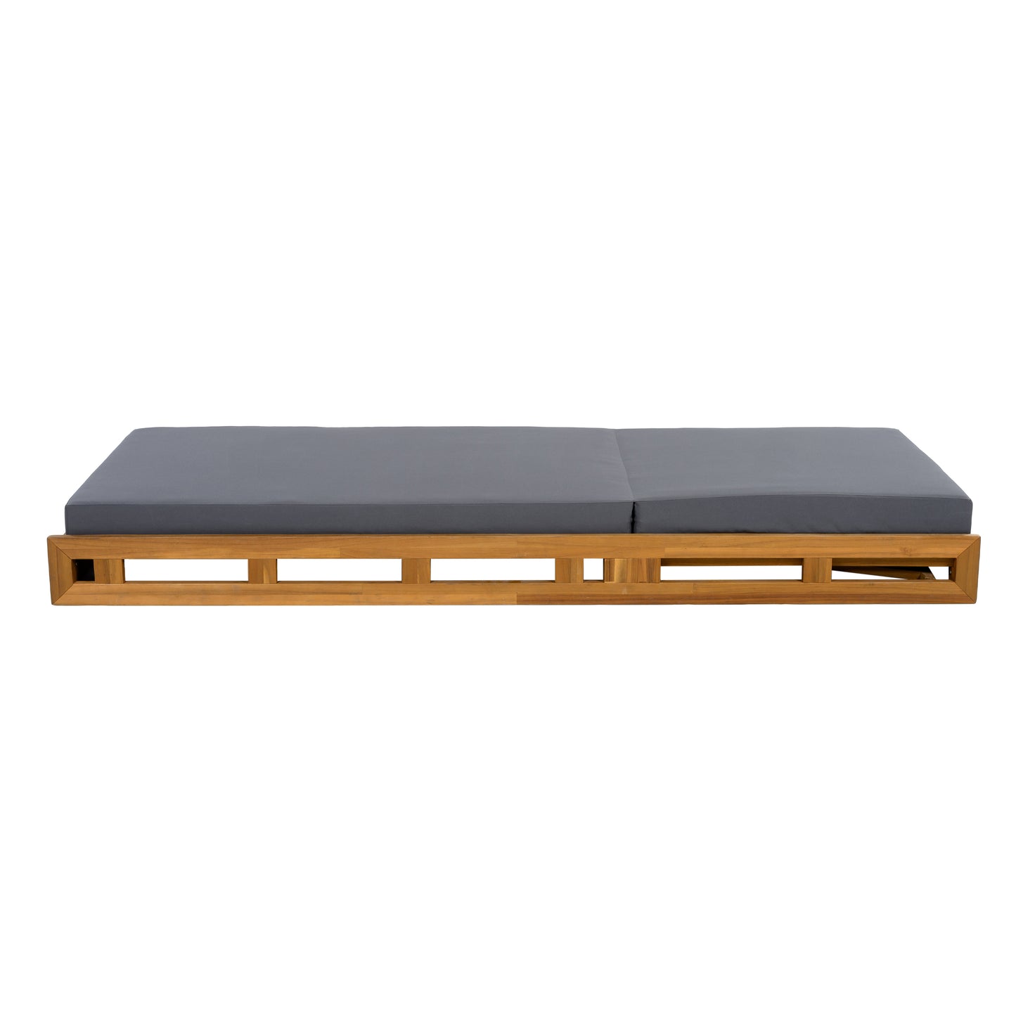 LOUNGE CHAISE SET, ACACIA WOOD WITH WATER-RESISTANT LOUNGE CUSHIONS (Dark Grey/ & 4 INCH THICK) - MATCHING CREAM VERSION AVAILABLE