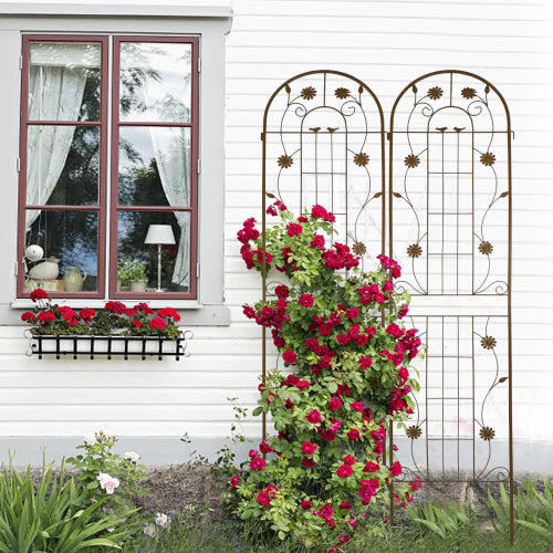 Metal Garden Trellis 86.7 in. x 19.7 in. Rustproof Trellis for Climbing Plants, Black (2-Pack)