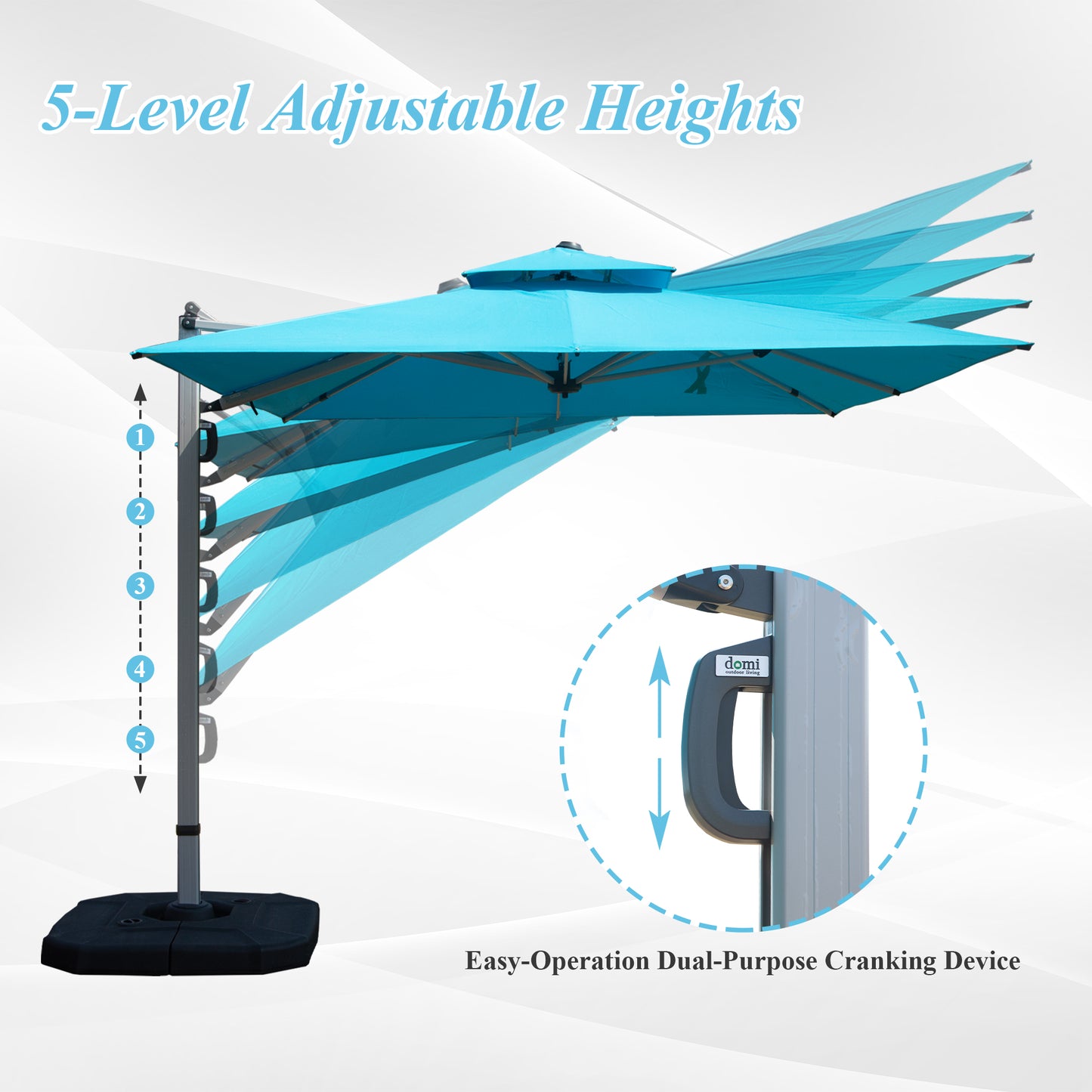 9'x 11' Rectangle Cantilever Umbrella with Center Pole, Lake Blue (Base Not Included)