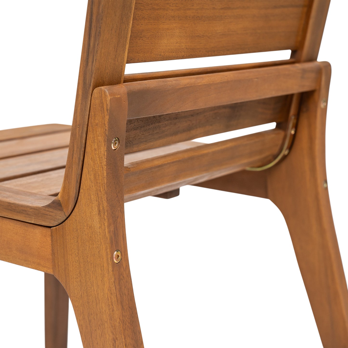 Outdoor Acacia Wood Dining Chair (Set of 2), Teak Finish Patio Chair with Ergonomic Curved Back, Weather Resistant Side Chair for Garden, Backyard, Patio