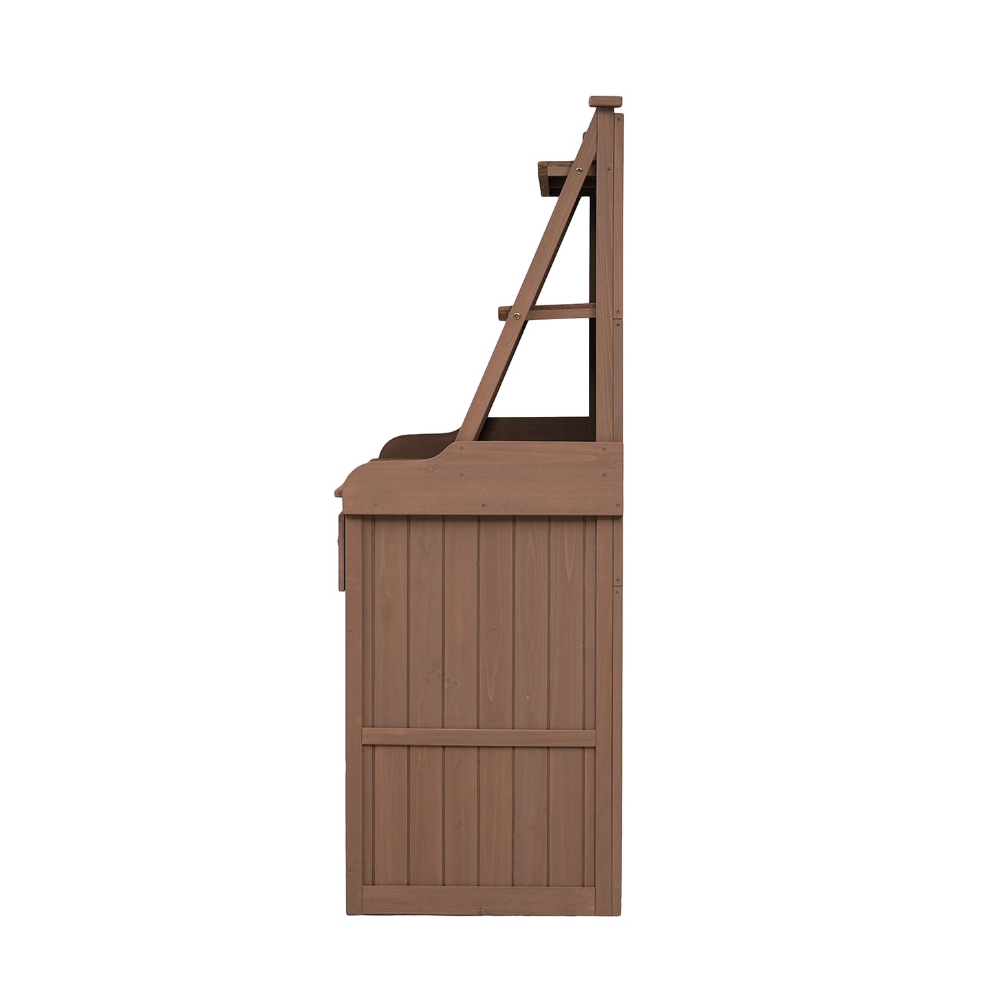 [Assembly Video Provided] TOPMAX 65inch Garden Potting Bench Table, Fir Wood Workstation with Storage Shelf, Drawer and Cabinet, Brown