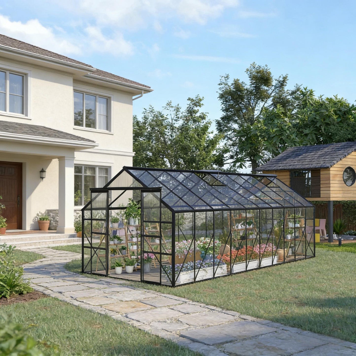 Practical Greenhouse,Spacious Walk-in Garden Greenhouse