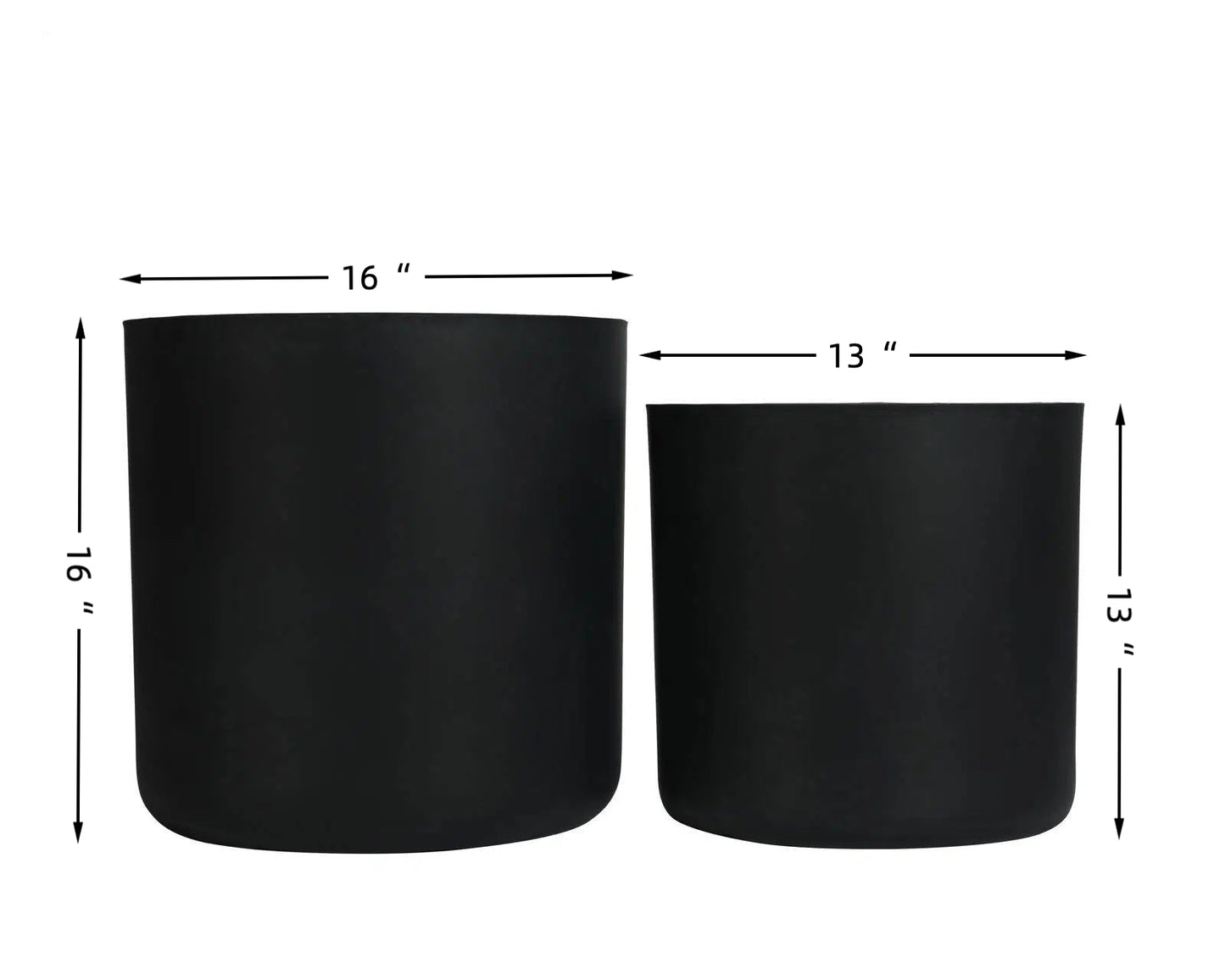 Round Concrete Planter Set of 2, Large Outdoor Indoor Handmade Rustic Decorative Planter Pots with Drainage Holes for Home Garden Patio, 13" x 13" & 16" x 16"(black)