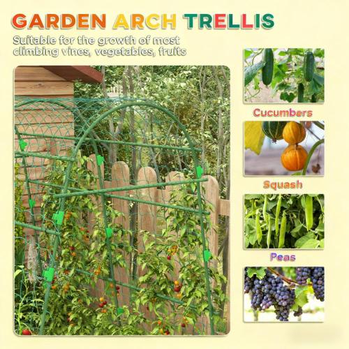 81.1 in. Arch Metal Garden Trellis with Climbing Net Adjustable Layers and Weather-Resistant for Outdoor Gardening Green