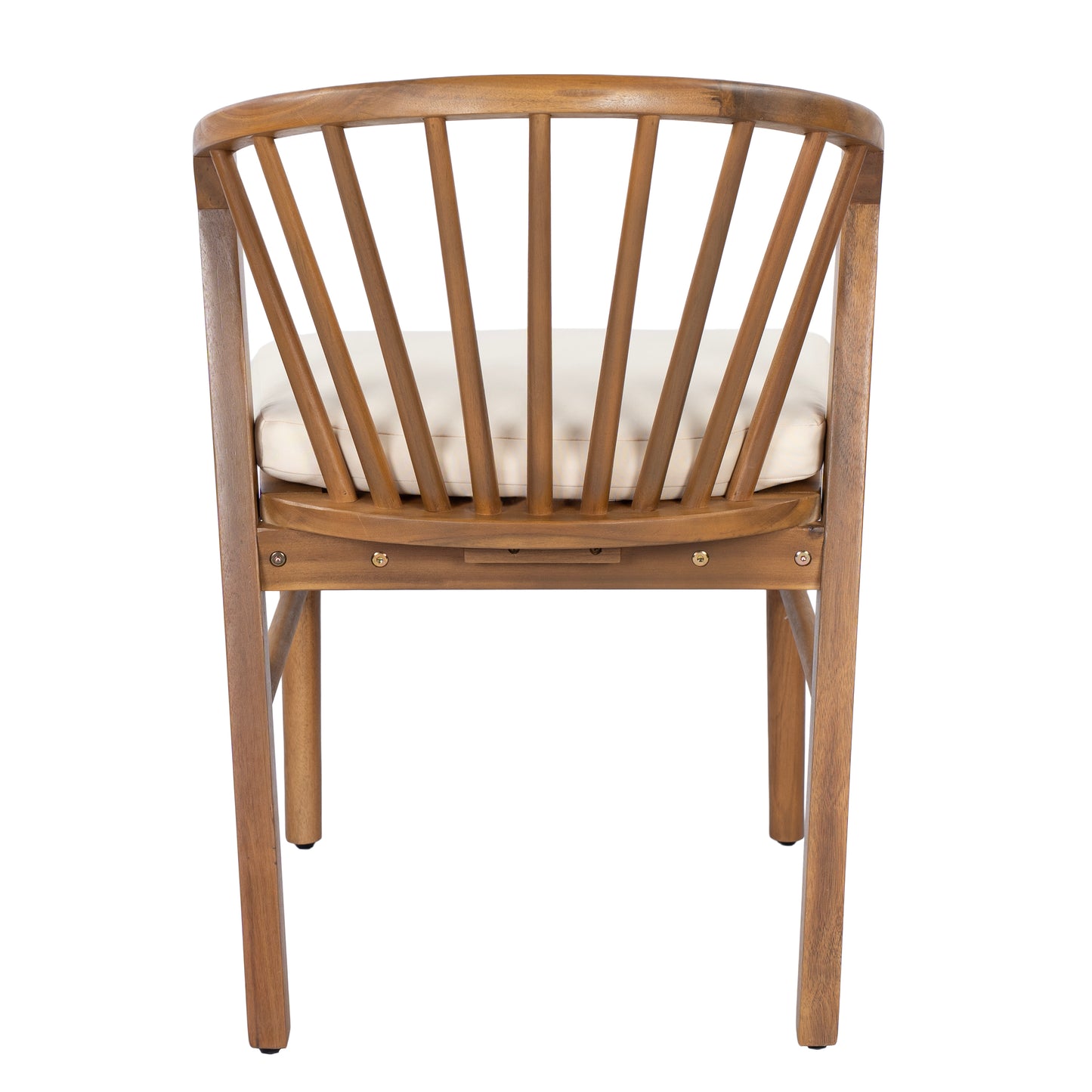 Outdoor Dining Chairs Set of 2, Acacia Wood Patio Chairs with Cream Washable Cushion,for Backyard, Poolside, Garden,Teak