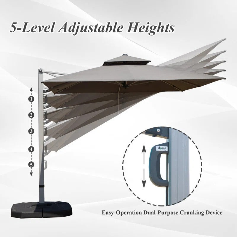 9 ft. Aluminum Cantilever Tilt Patio Umbrella with Center Pole, Gray (Base Not Included)
