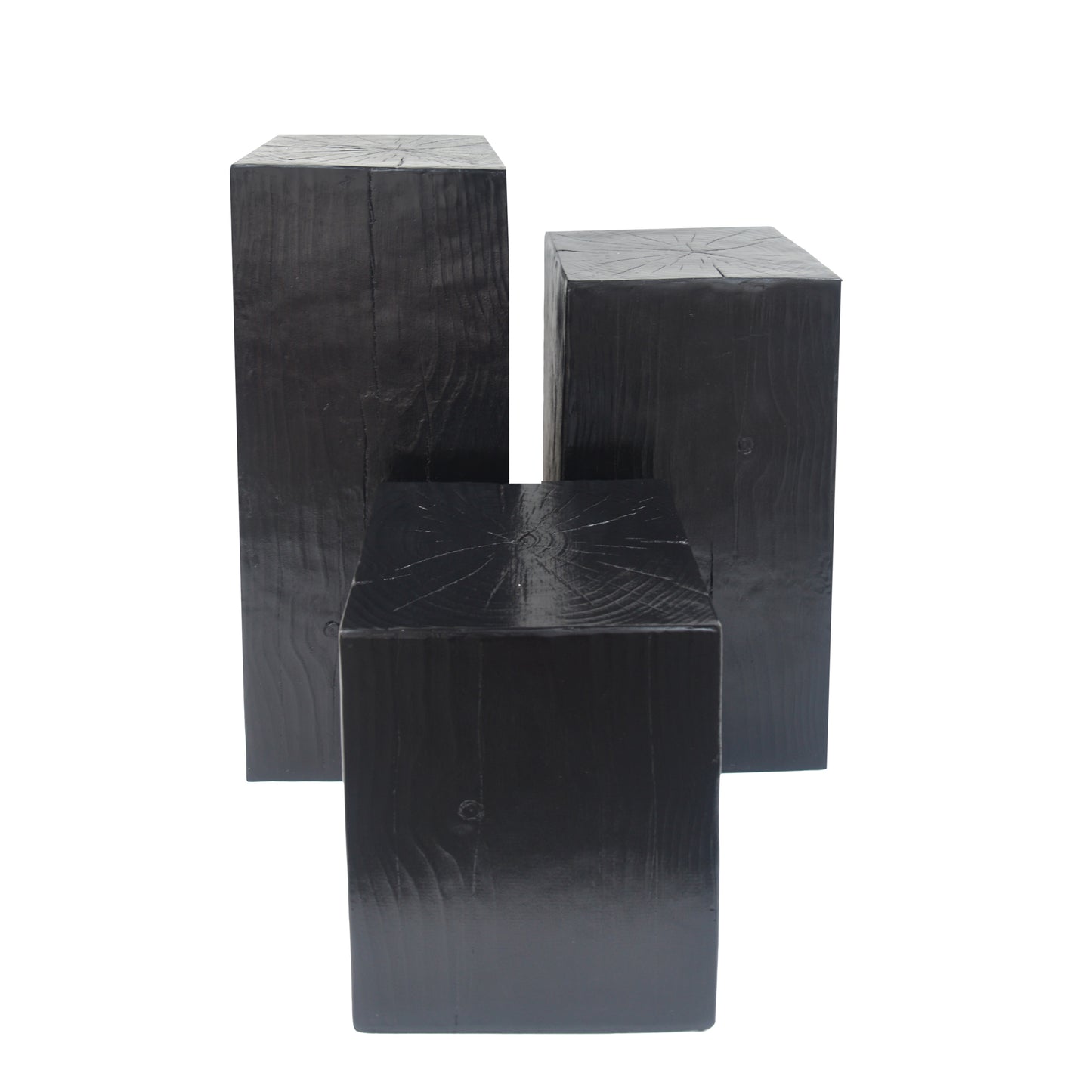 Retro natural style Side Table Set ,Stackable End Tables,Square-Column MGO Side Table for for Living Room, Bedroom, Office, Black Color