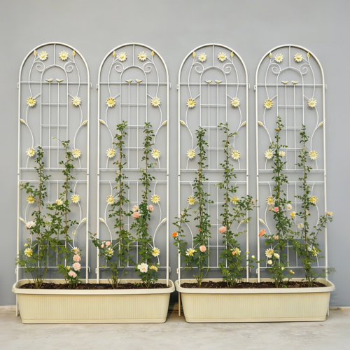 White 4-Pack 19.7 x 71 in. H Rustic Iron Arch Decoration Garden Trellis, Perfect for Supporting Climbing Plants Outdoor