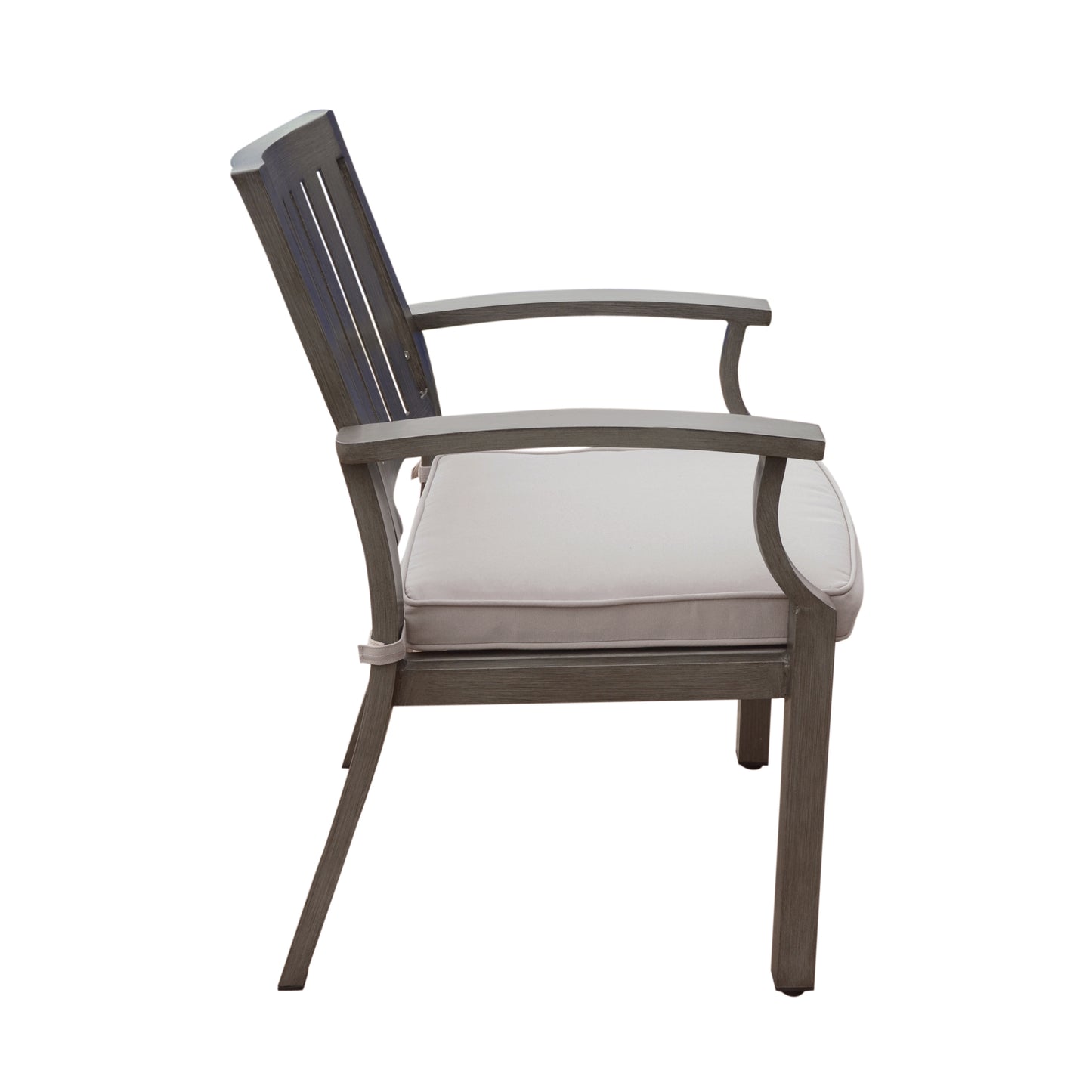 Outdoor Modern Aluminum Dining Chair with Cushion (Set of 2), Dark Gray and Silver