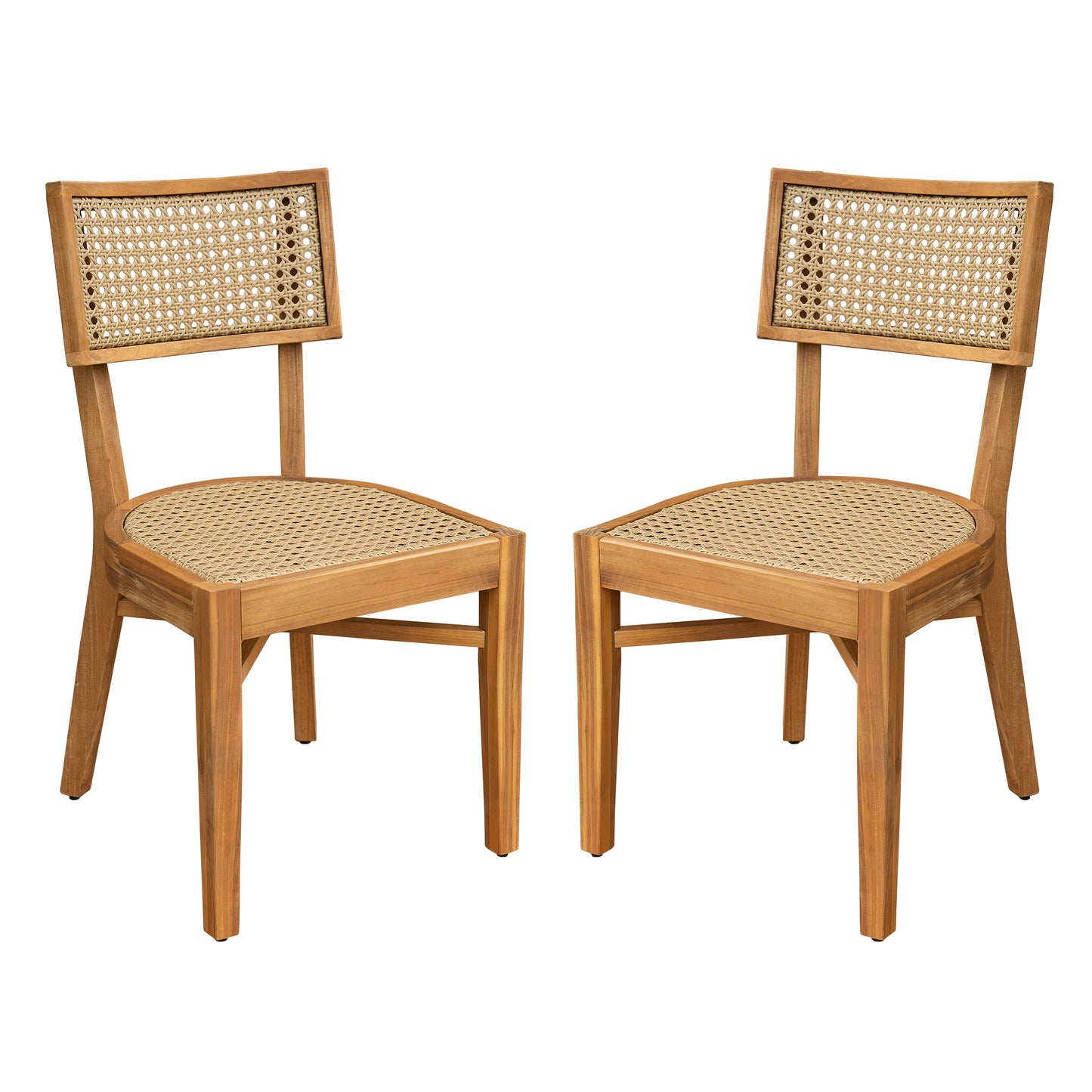 Netro Acacia Wood Dining Chair with Light Brown Wicker