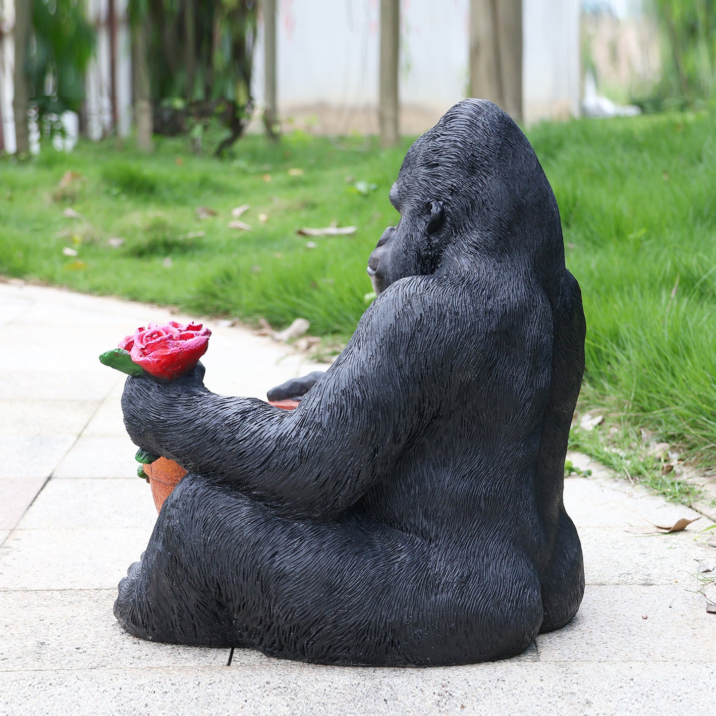 Outdoor Garden Sculpture Chimpanzees  Flower Pot Planter - Unique Yard Statue Decoration, Interesting Law Outdoor Ornament