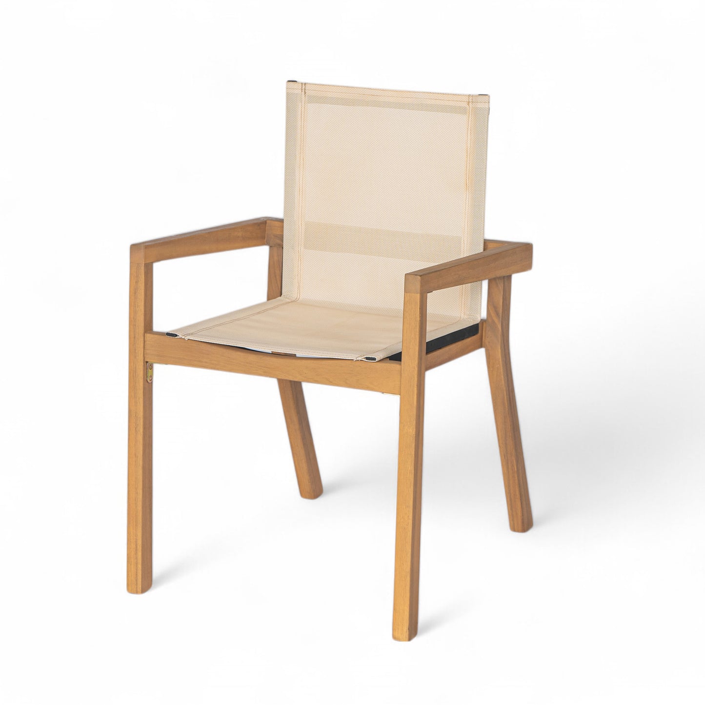 BELFAST DINING CHAIR,Set of 2,Teak Frame+ Beige Textile