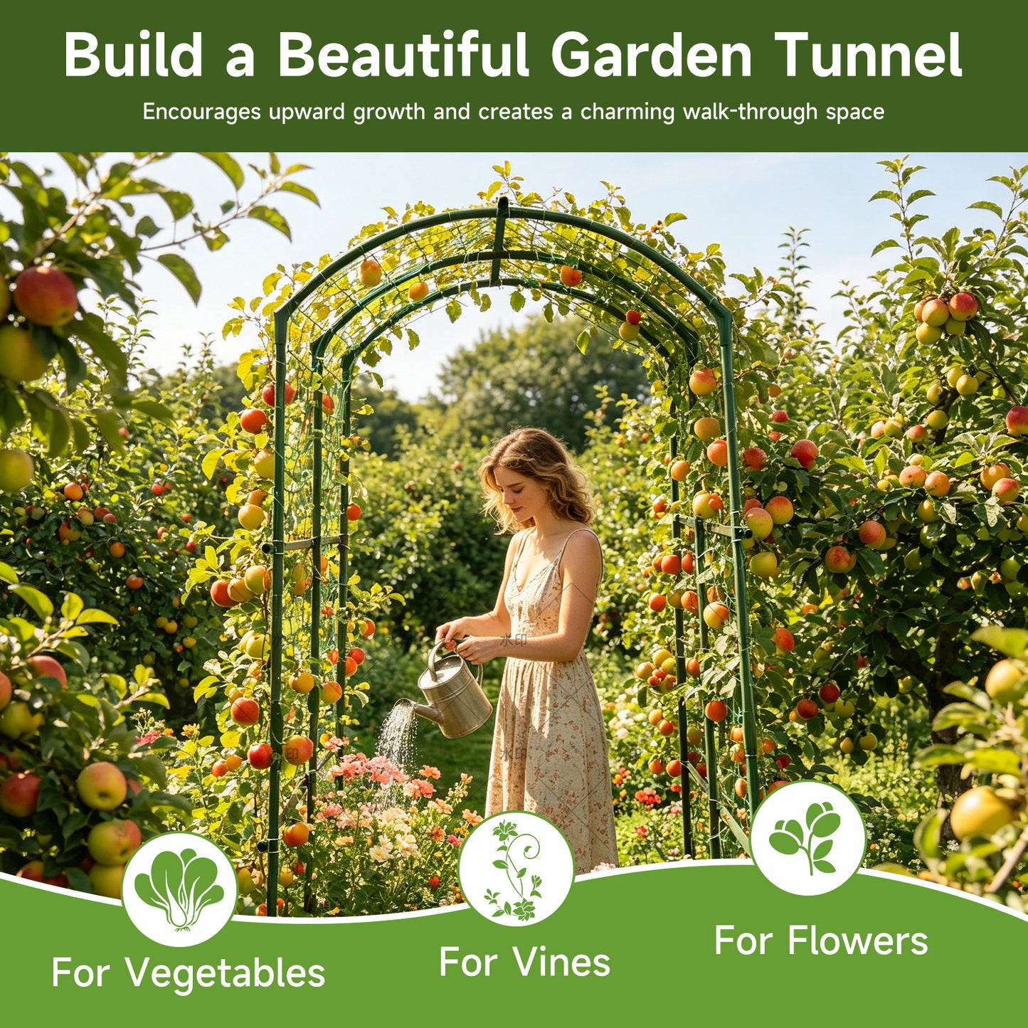 Cucumber Trellis for Raised Bed, U-Shape Garden Arch Metal Support for Climbing Plants, Metal Arch Plant Support Vegetables Trellis