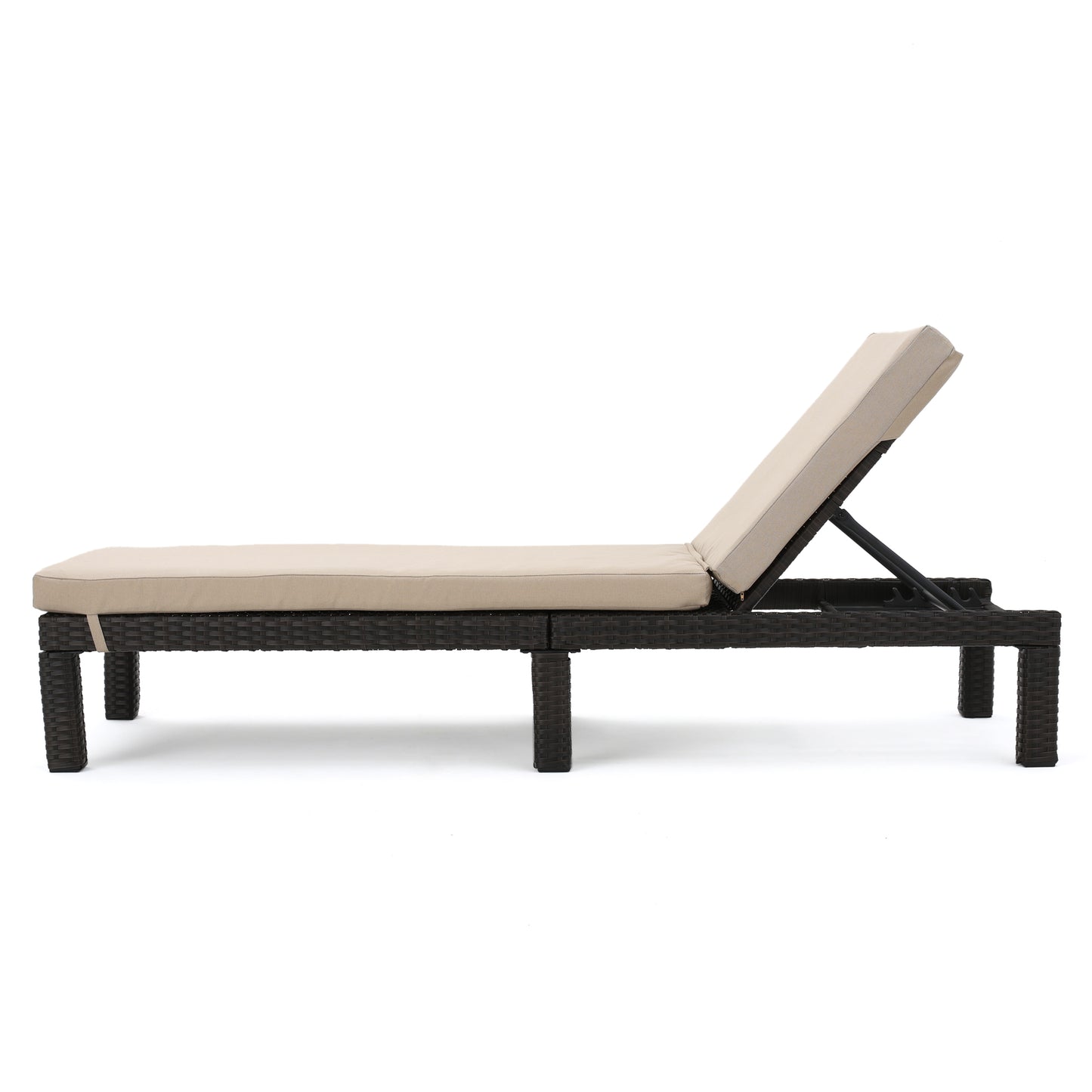 PUERTA KD CHAISE LOUNGE, DARK BROWN FRAME WITH BEIGE CUSHION