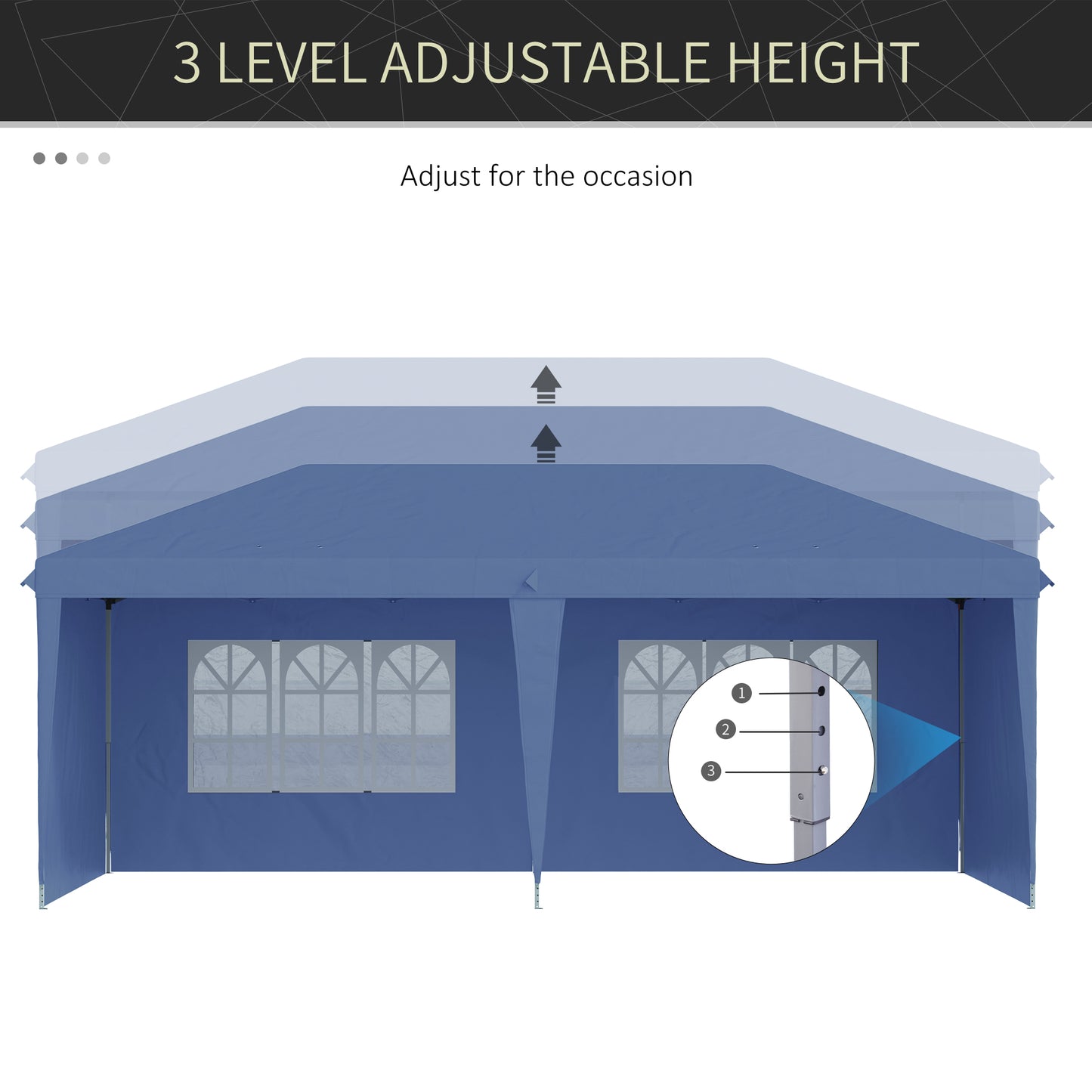 Outsunny 10' x 20' Pop Up Canopy Tent with 4 Sidewalls, Heavy Duty Tents for Parties, Outdoor Instant Gazebo with Carry Bag, for Outdoor, Garden, Patio, Blue