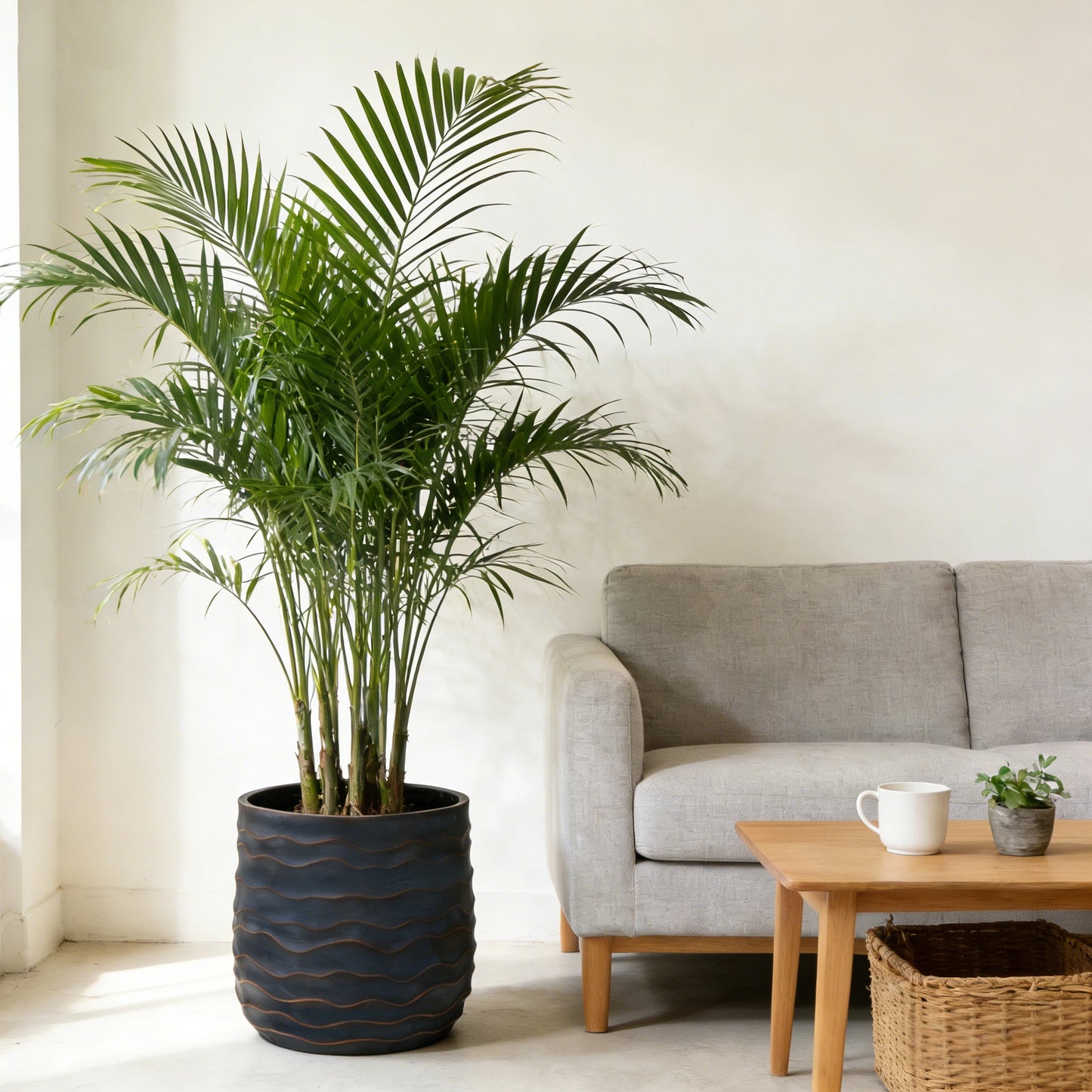 Large Round Planters Set of 2 (16.14"x15.75" & 11.8" x11.42'') - Lightweight Magnesium Oxide Plant Pot with Texture -Concrete Planter Pots with Drainage Hole – Indoor & Outdoor Use