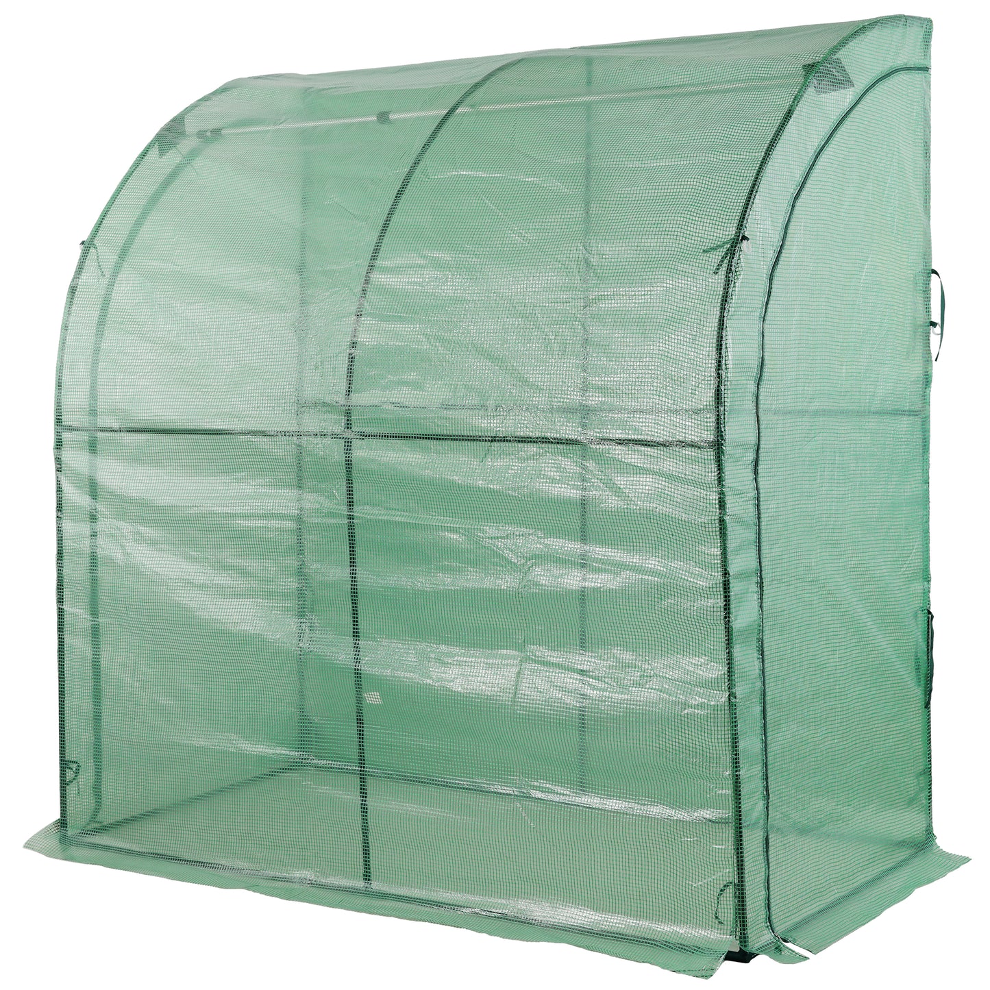 3 Tier Lean-To Portable Greenhouse, Heavy Duty Indoor Outdoor Garden Greenhouse with Wire Shelves, 2 Roll-Up Zipper Doors, Easy Assembly, 79"x39"x83", PE Weatherproof Cover