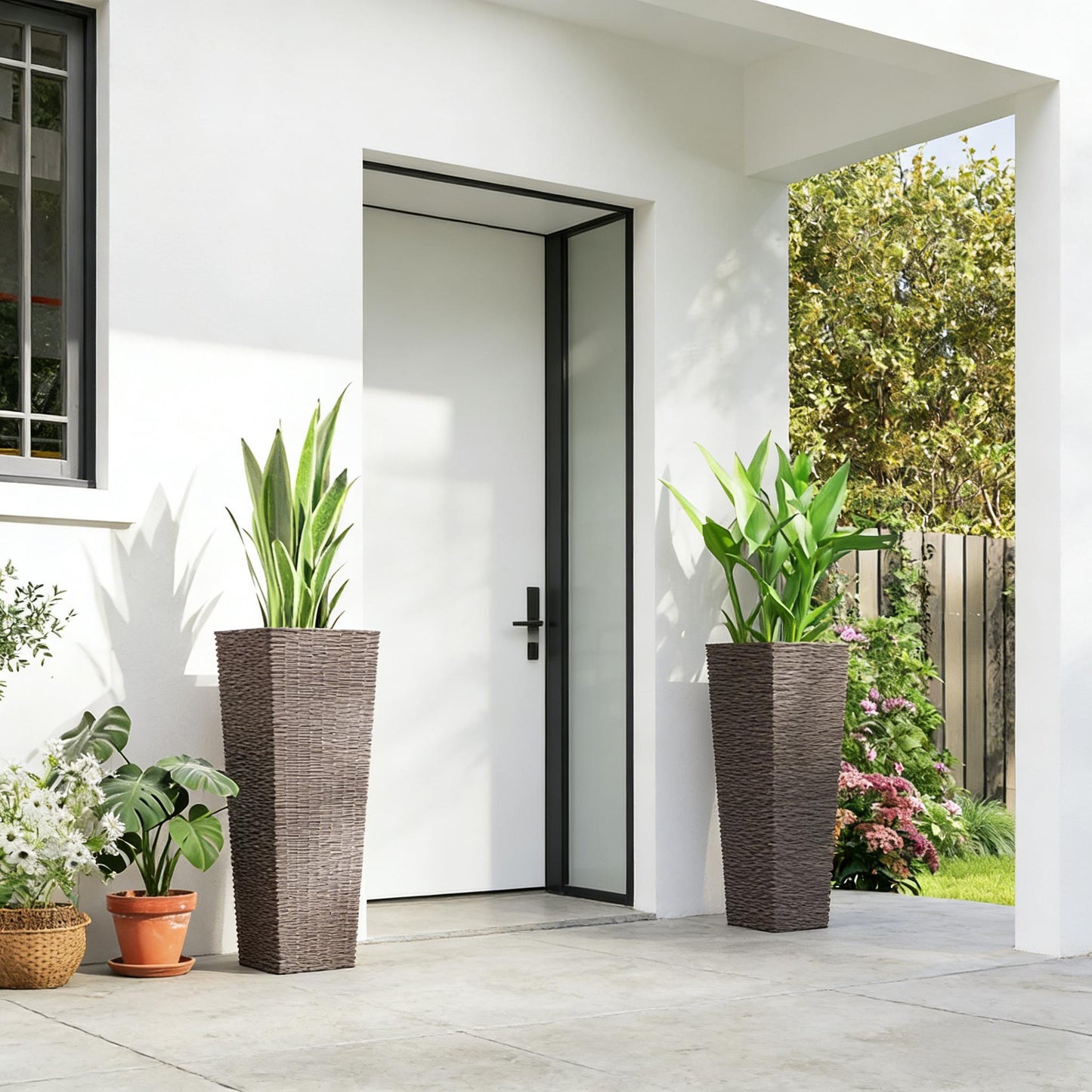 Flower Boxs,Set of 2 Flower Pots,Tall Planters