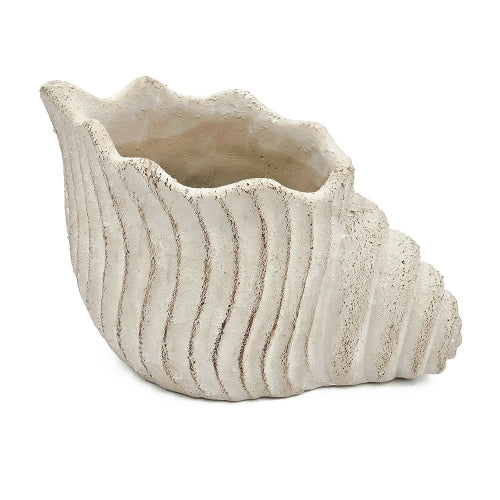 Beige Multi Outdoor Indoor Sand and Cement Nautilus Shell Planter with Textured Beige Finish (7 in. W x 7 in. H)