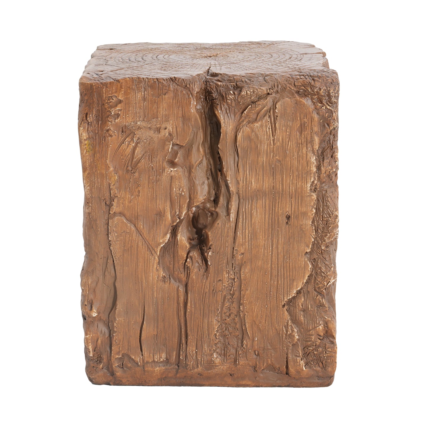 Amira Outdoor And Indoor Stump Shape MGO Side Table, Brown Finish