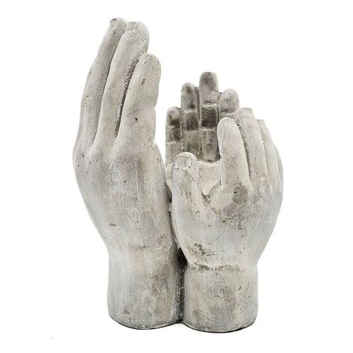 Antique White Gray 6x6x9in. Garden Porch Cement Planter Accepting Hand Sculpture Decor (4-Pack)