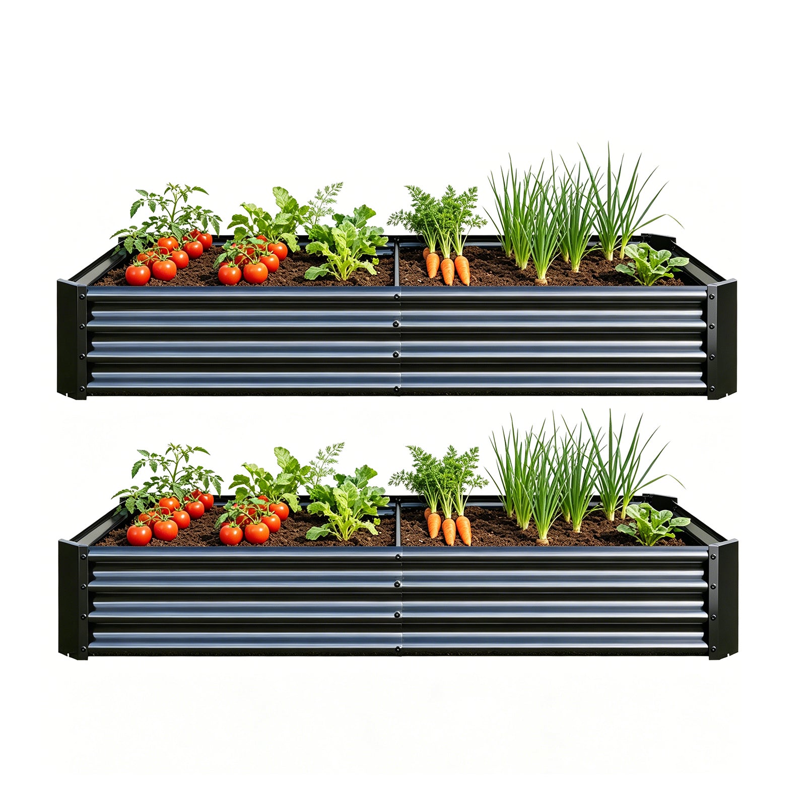 2PCS Black 6×3×1ft Metal Raised Rectangle Garden Planter Beds