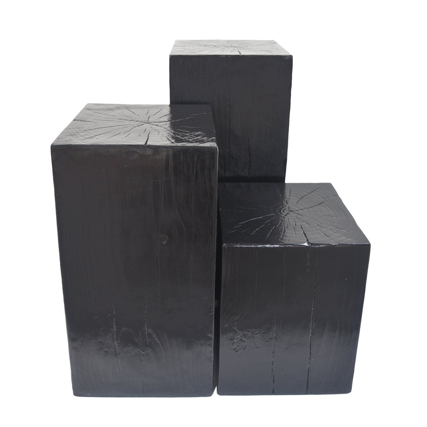 Retro natural style Side Table Set ,Stackable End Tables,Square-Column MGO Side Table for for Living Room, Bedroom, Office, Black Color