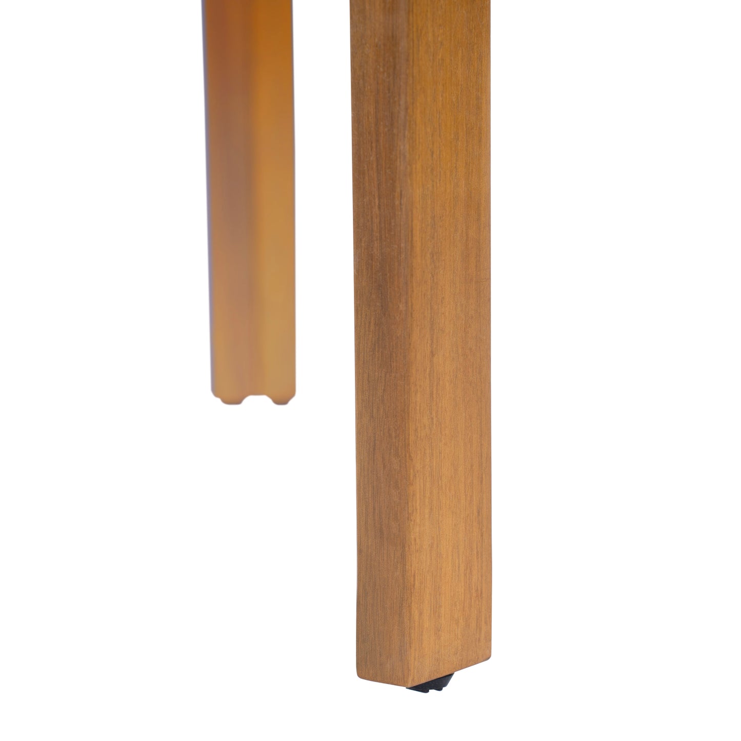 Outdoor Dining Chair Set of 2 with Curved Acacia Wood Arms, Teak Finish and Cream Cushions