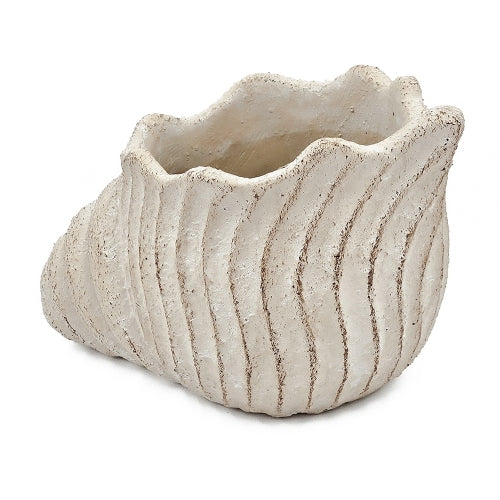 Beige Multi Outdoor Indoor Sand and Cement Nautilus Shell Planter with Textured Beige Finish (7 in. W x 7 in. H)