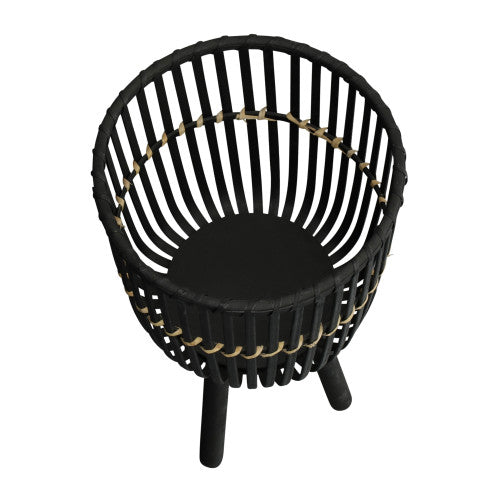 S/3 Bamboo Footed PLANTERS 11/13/15", Black