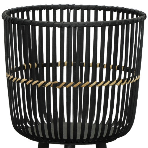 S/3 Bamboo Footed PLANTERS 11/13/15", Black