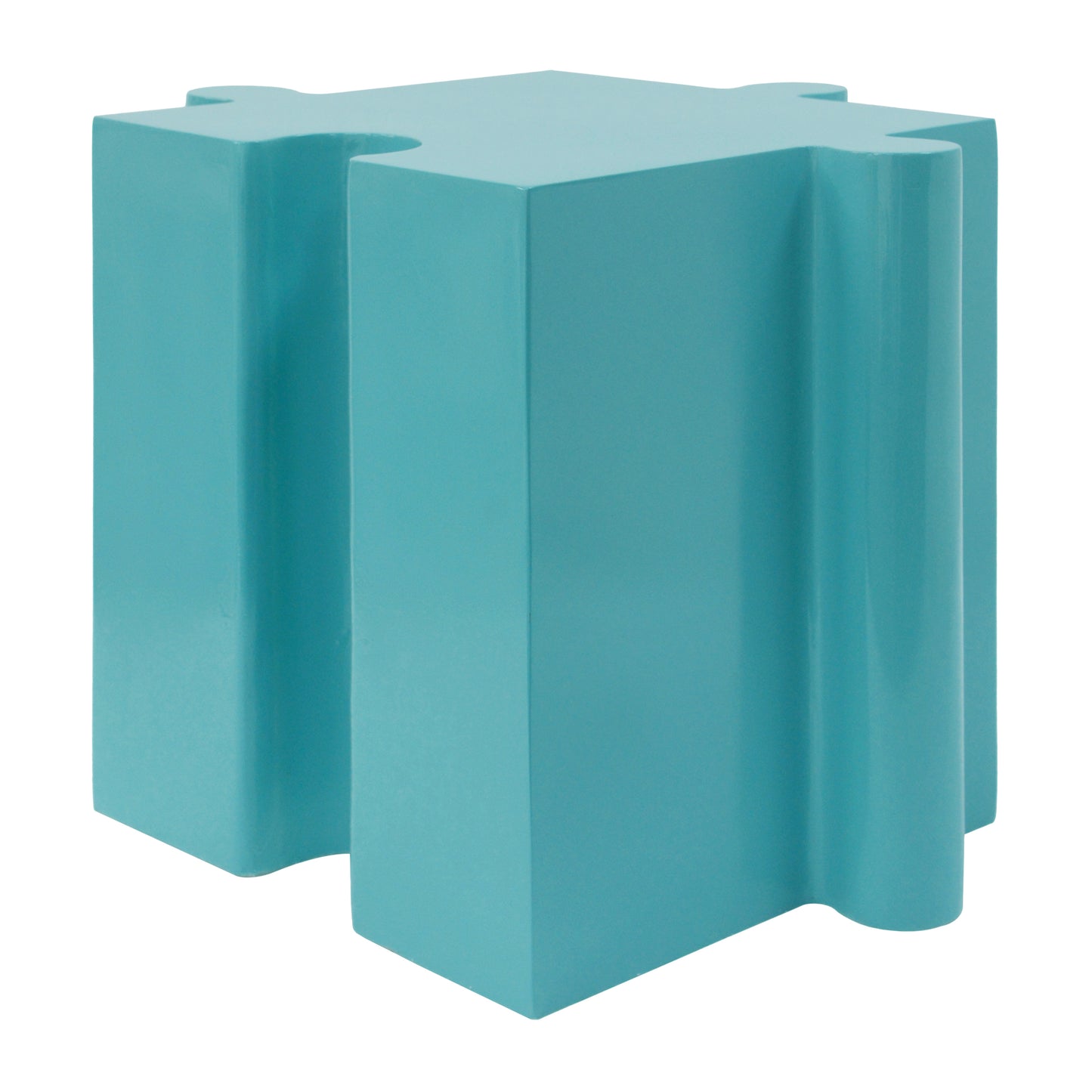 Puzzle Art Side Table, Modular Convex Edge MGO Table - Buy Singles or Combine for Custom Layouts,  Indoor & Outdoor,Light Blue Color