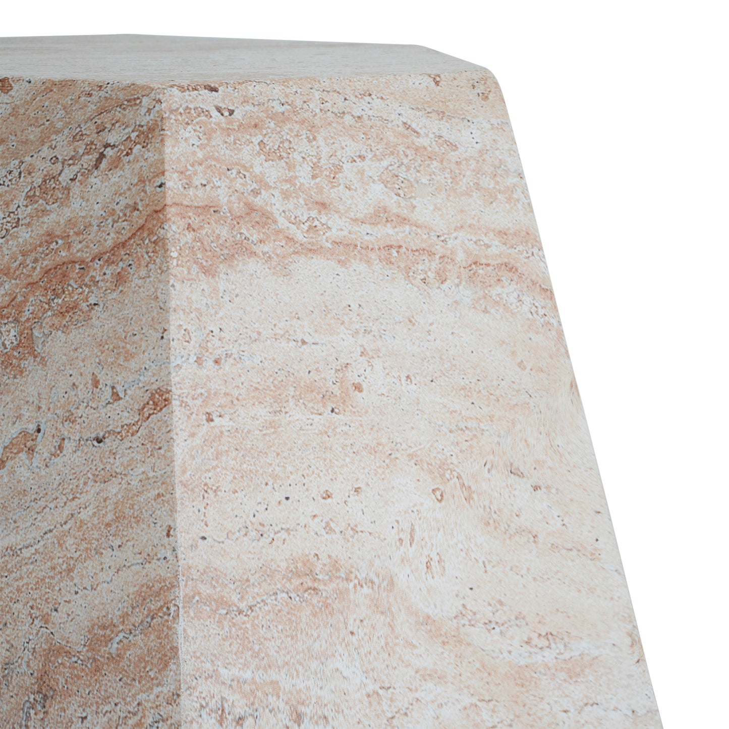 Outdoor/Indoor Lightweight Concrete Side Table,Hexagonal Round Travertine Accent Table