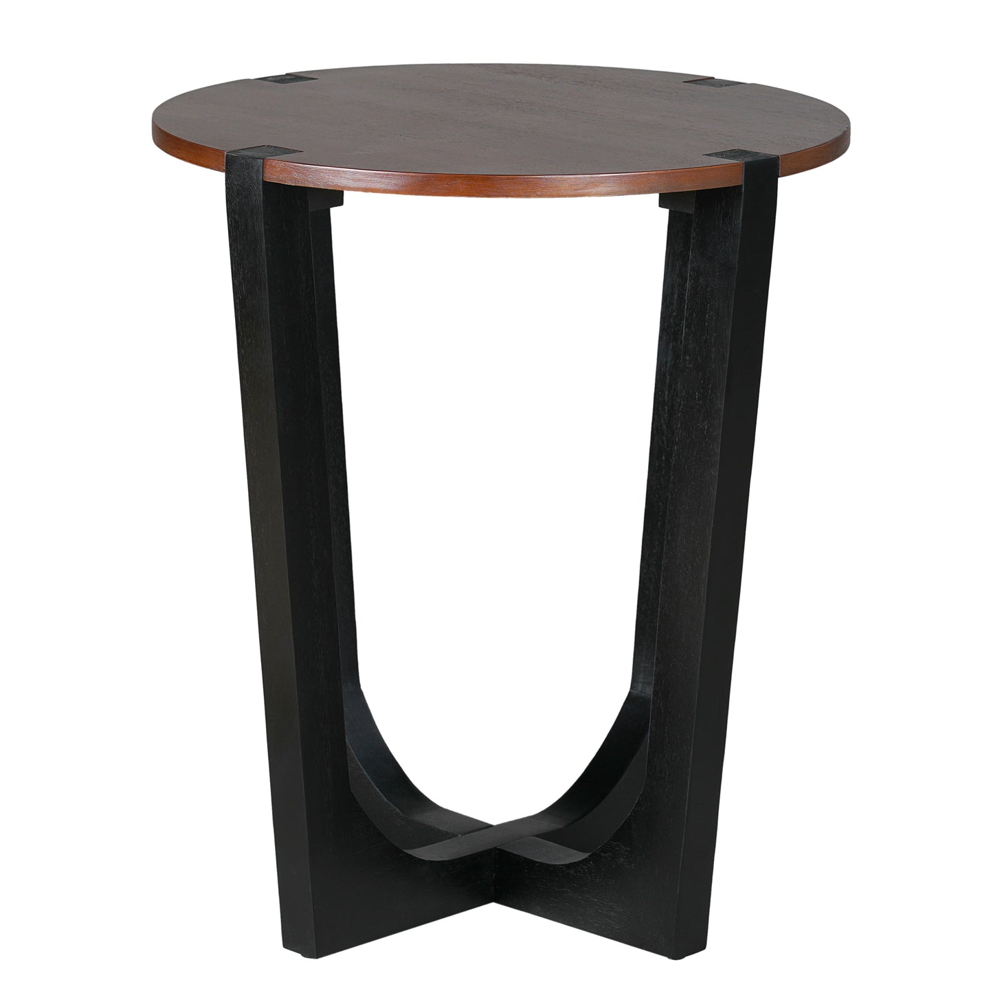 ACACIA SOLID WOOD SIDE TABLE,BROWN & BLACK COLOR