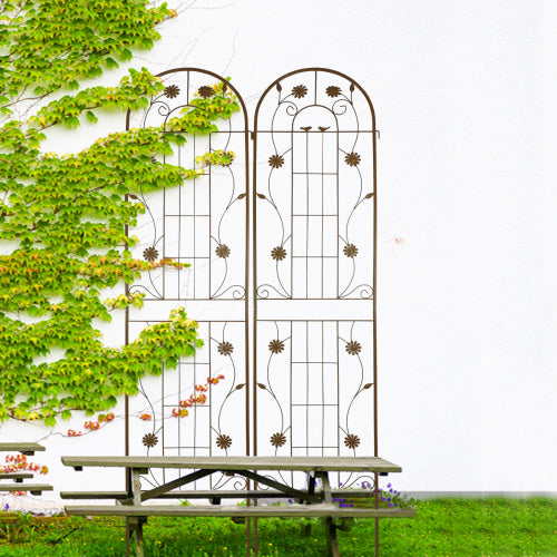 Metal Garden Trellis 86.7 in. x 19.7 in. Rustproof Trellis for Climbing Plants, Black (2-Pack)