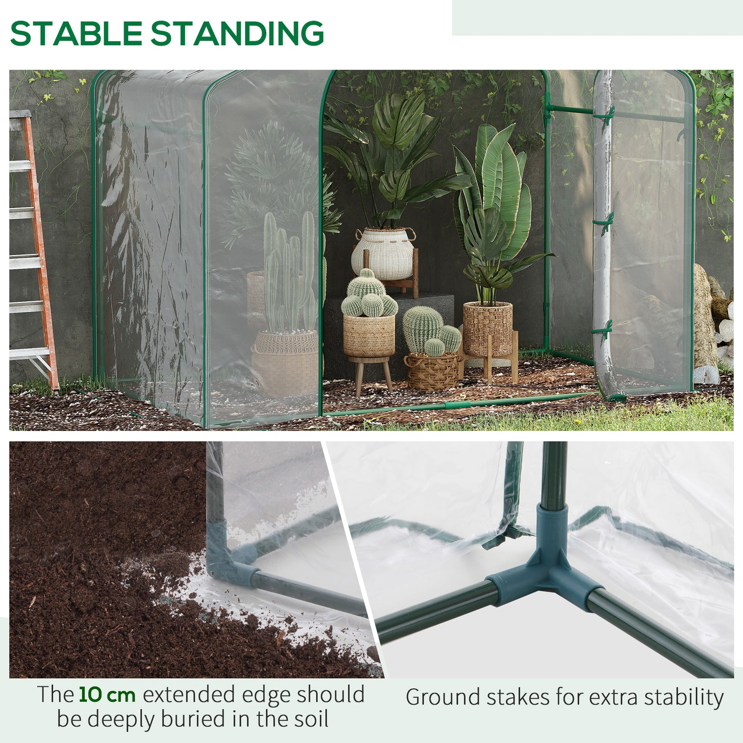 Outsunny 6' x 3' x 5' Portable Walk-in Greenhouse, PVC Cover, Steel Frame Garden Hot House, Zipper Door, Top Vent for Flowers, Vegetables, Saplings, Clear