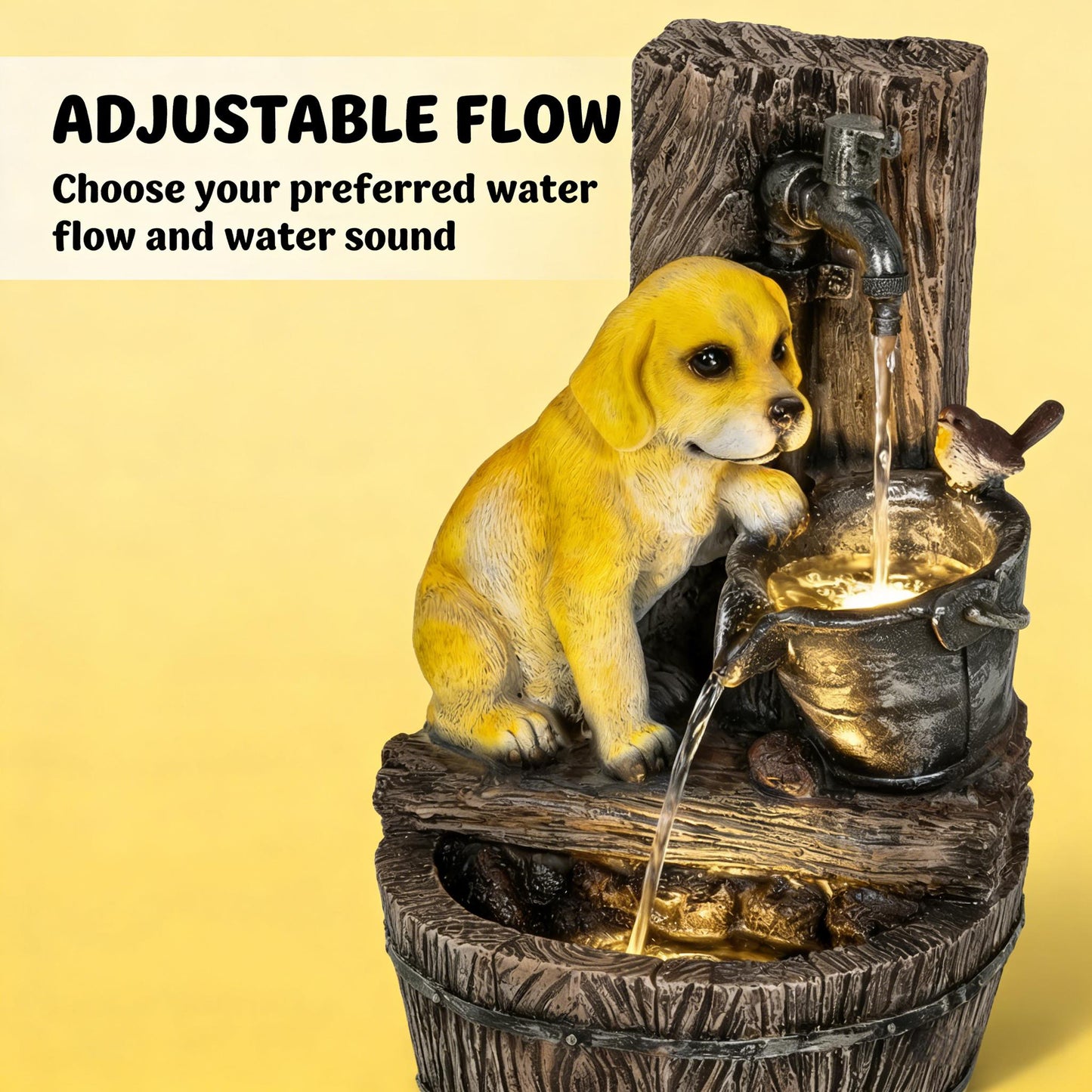 Puppy Theme Fountain,Rustic Style Outdoor Fountain,Garden Fountain