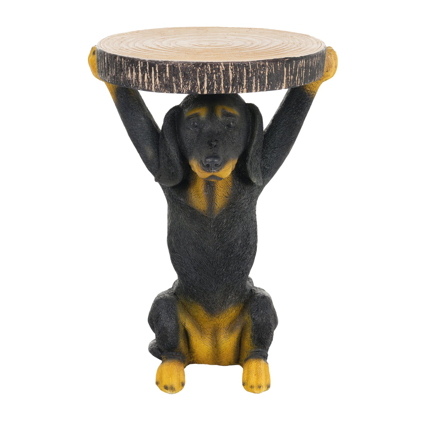 22.17"H Black Dog Side Table Pedestal End Table Stool, MGO Dog Statue Hand Painted Sculpture for Home, Office, Living Room & Outdoor Decor