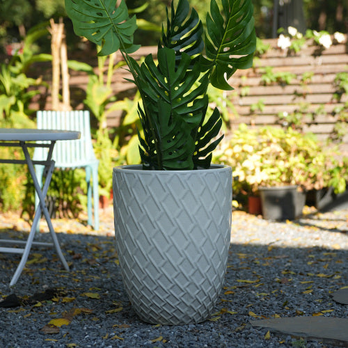 16.5 in. Dia x 21 in. H Milk White Ceramic Round Planter, for Patio, Garden, Windowsill-White
