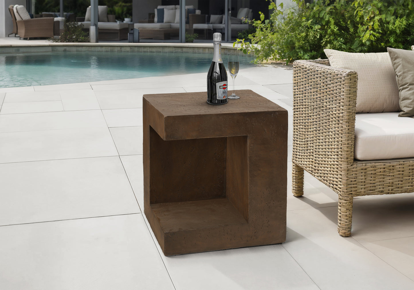 Accent Table, 25"h, Indoor Or Outdoor, Side Table, Nightstand, End, Square, Bedroom, Living Room, Walnut, Contemporary, Modern