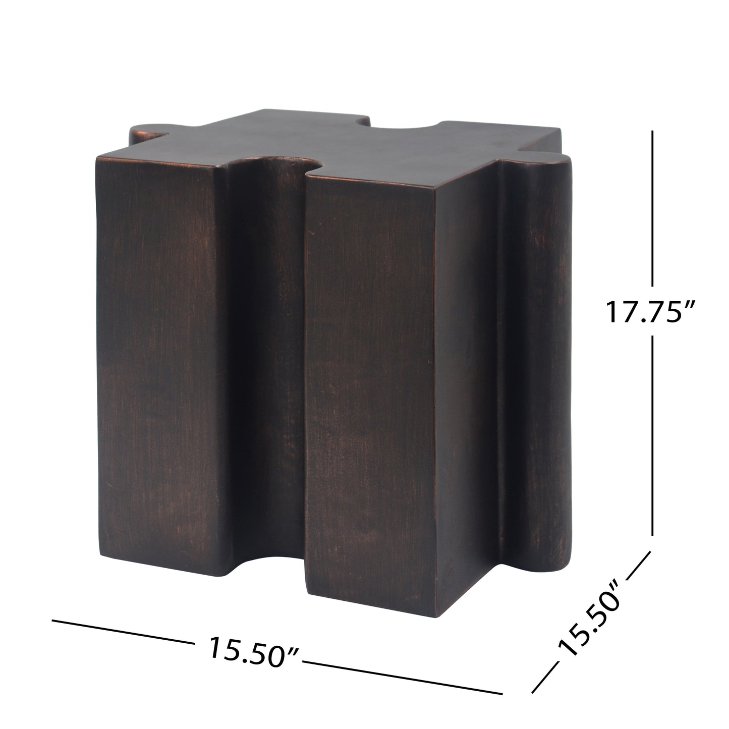 2-Piece Artistic Puzzle Table Set,Modular MGO Side Tables with Interlocking Design (1 Convex & 1 Concave), 200lb Capacity for Indoor & Outdoor, Antique Copper Color