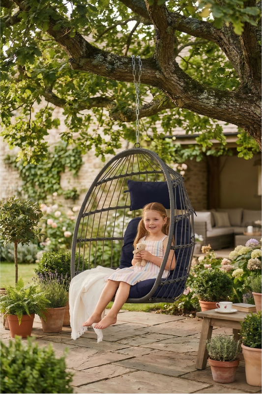 Outdoor Garden Rattan Egg Swing Chair Hanging Chair PE Hang Chair
