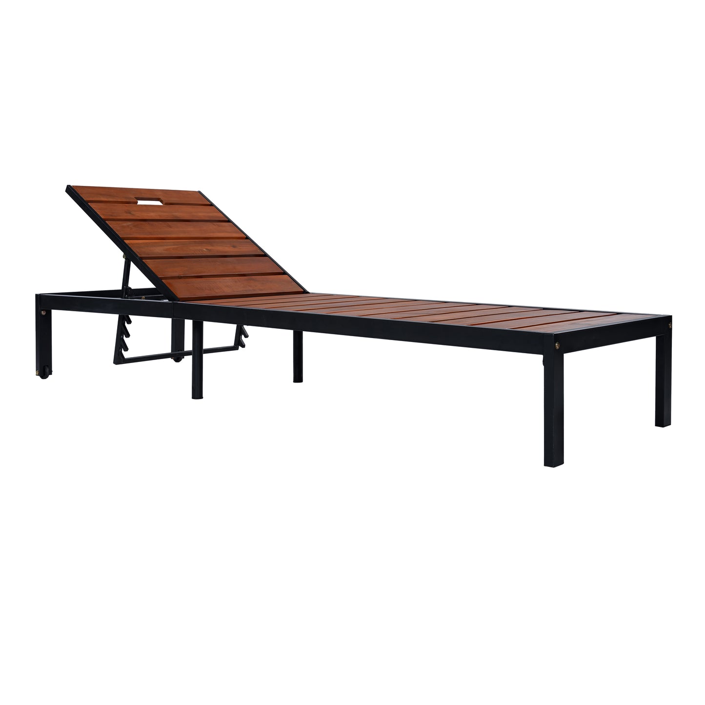 Outdoor Chaise Lounges Pool Lounge Chairs Outdoor Daybed Recliner with Adjustable Backrest for Patio, Poolside or Beach, Black+Brown