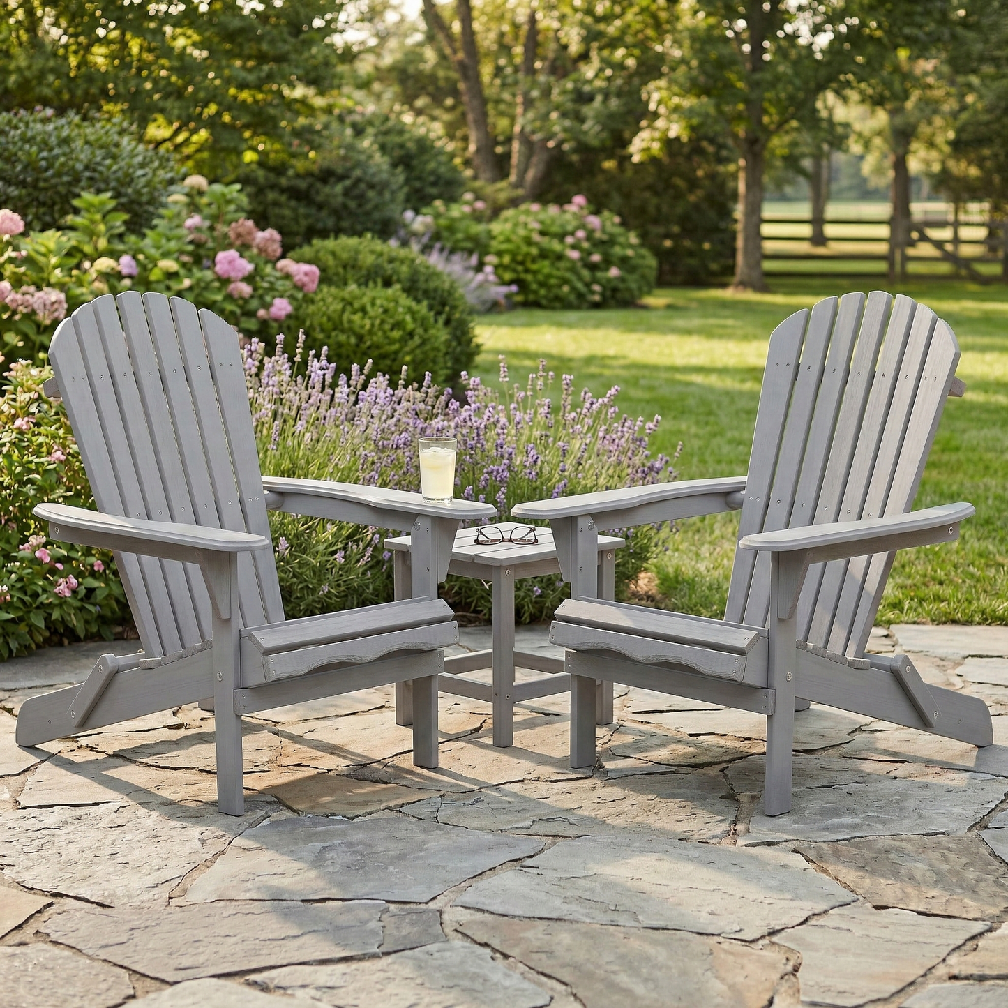Wood Lounge Patio Chair for Garden Outdoor Wooden Folding Adirondack Chair Set of 2 Solid Wood Lounge Patio Chair for Garden, Lawn, Backyard,