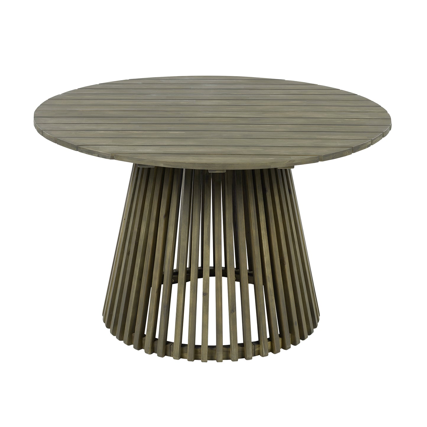 Outdoor Acacia Wood Patio Dining Table, 47.25-inch extra-large round dining table,for Backyard, Lawn, Balcony,Grey Finish