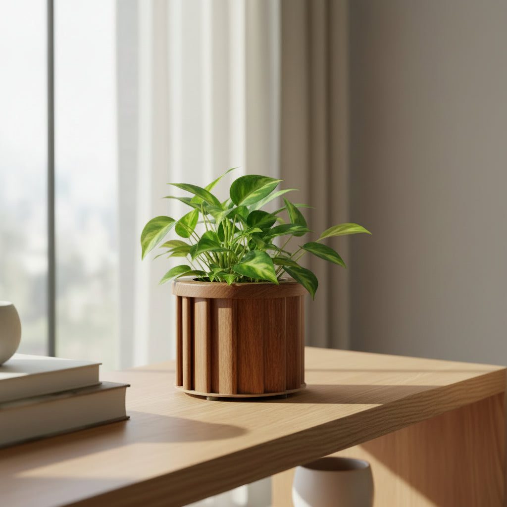 Round Strata Planter SM - Medium Brown