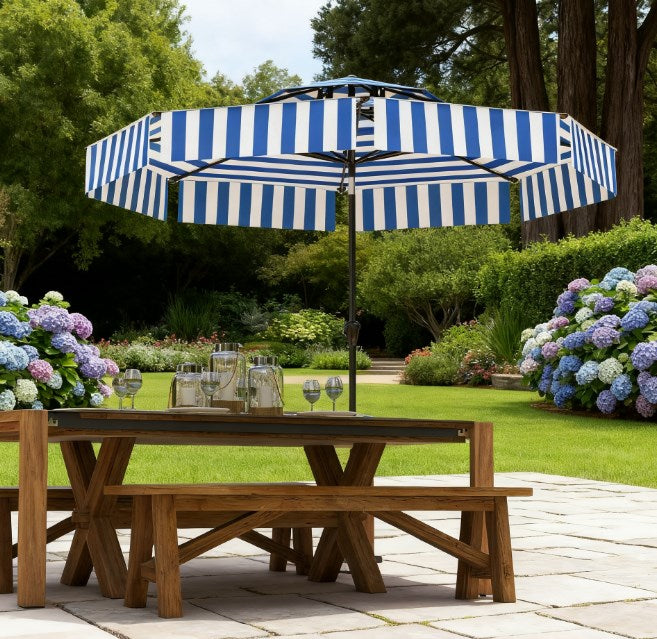 2-Tier Vented Patio Table Umbrella,Outdoor Market Umbrella,Patio Umbrella with Crank 8 Ribs,Tiltable Porch Umbrella,for Outdoor