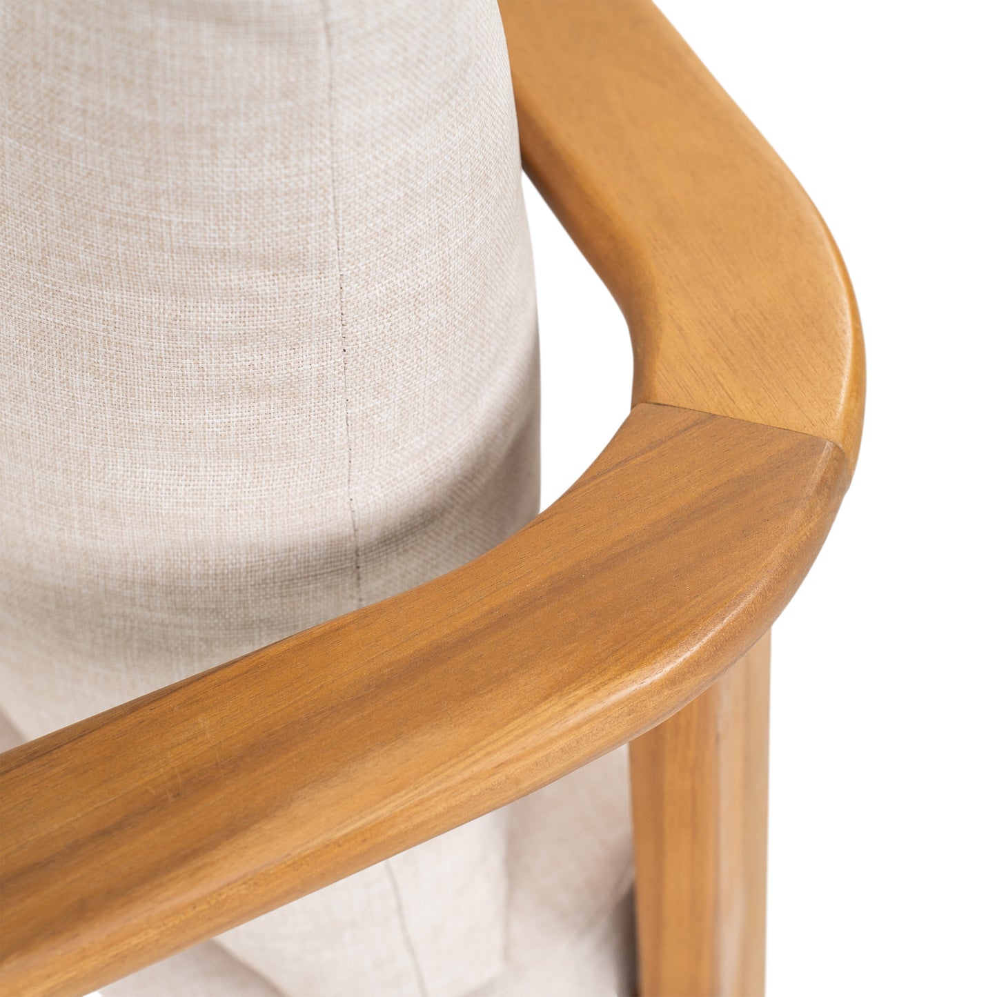 Kaja Outdoor Acacia Wood Dining Chair, Teak Finish Frame With Beige Cushion, Set of 2